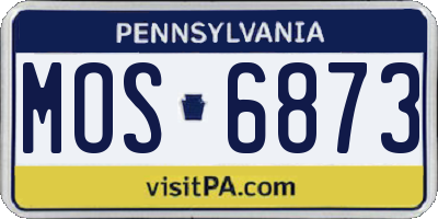 PA license plate MOS6873