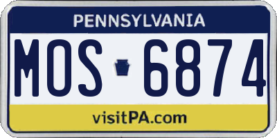 PA license plate MOS6874