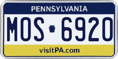 PA license plate MOS6920