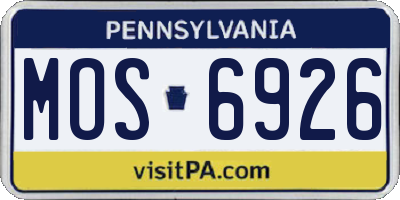 PA license plate MOS6926