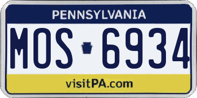 PA license plate MOS6934