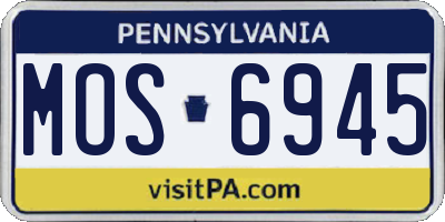 PA license plate MOS6945