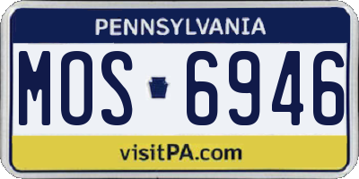 PA license plate MOS6946