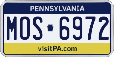 PA license plate MOS6972