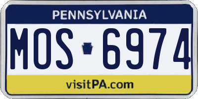 PA license plate MOS6974