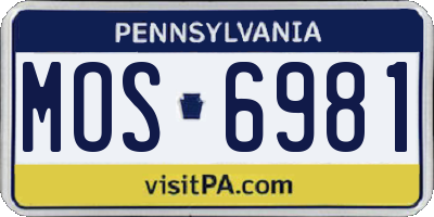 PA license plate MOS6981