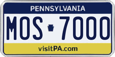 PA license plate MOS7000