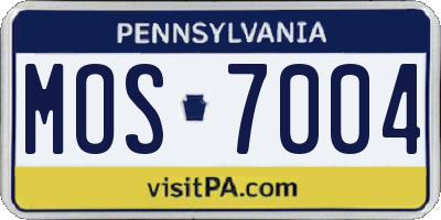PA license plate MOS7004
