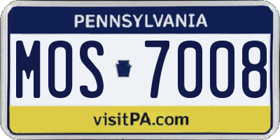 PA license plate MOS7008