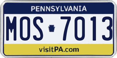 PA license plate MOS7013
