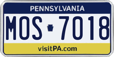 PA license plate MOS7018