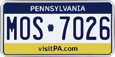 PA license plate MOS7026