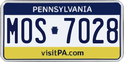 PA license plate MOS7028