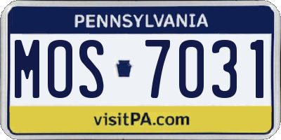 PA license plate MOS7031