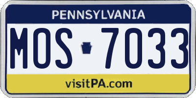 PA license plate MOS7033