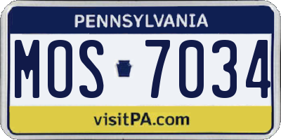 PA license plate MOS7034