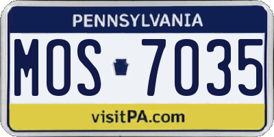 PA license plate MOS7035
