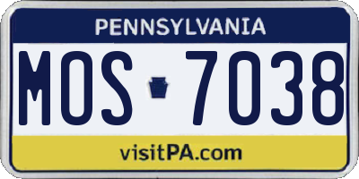 PA license plate MOS7038
