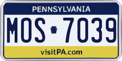 PA license plate MOS7039