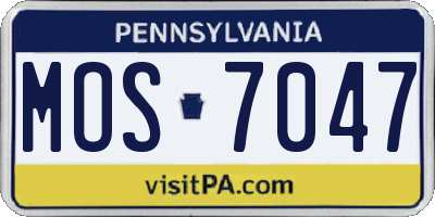 PA license plate MOS7047