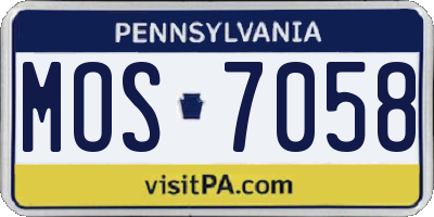 PA license plate MOS7058
