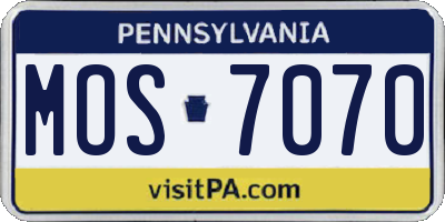 PA license plate MOS7070