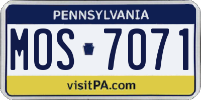 PA license plate MOS7071