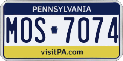 PA license plate MOS7074