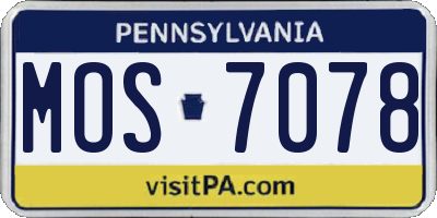 PA license plate MOS7078