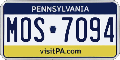PA license plate MOS7094