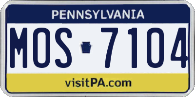 PA license plate MOS7104