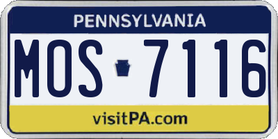 PA license plate MOS7116
