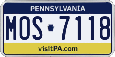 PA license plate MOS7118