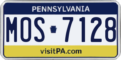 PA license plate MOS7128