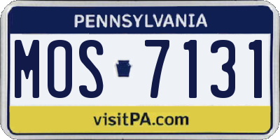 PA license plate MOS7131