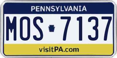 PA license plate MOS7137