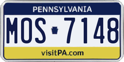 PA license plate MOS7148