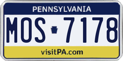 PA license plate MOS7178