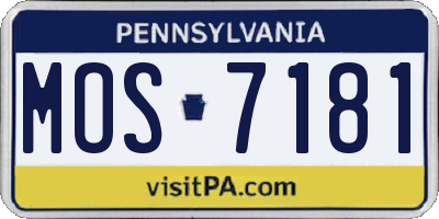 PA license plate MOS7181