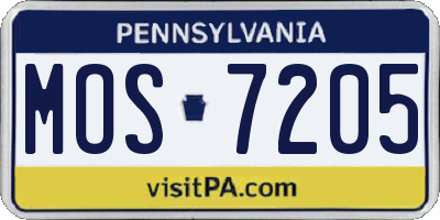 PA license plate MOS7205