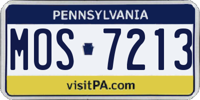 PA license plate MOS7213