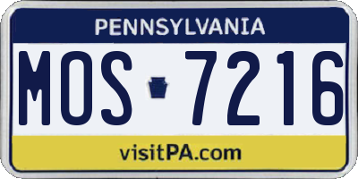 PA license plate MOS7216