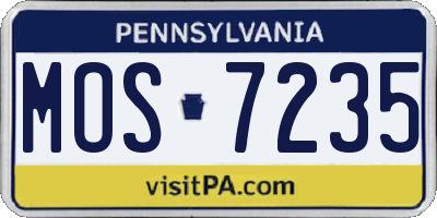 PA license plate MOS7235