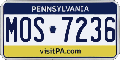 PA license plate MOS7236
