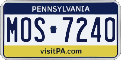 PA license plate MOS7240