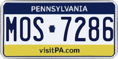 PA license plate MOS7286