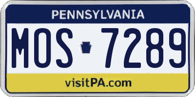 PA license plate MOS7289