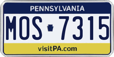 PA license plate MOS7315