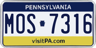 PA license plate MOS7316