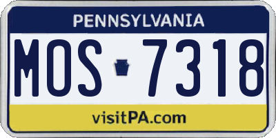 PA license plate MOS7318